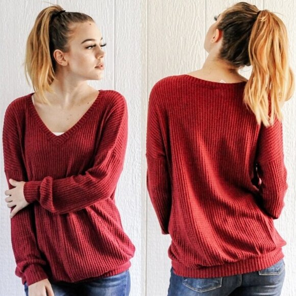 [NEW] Brushed Waffle Knit Top - Sz S - Picture 1 of 5